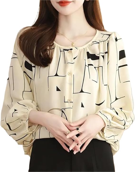 Image of TOPLOT Women's Shirt Top | Elegant Floral and Artistic Prints for a Stylish Look | Long Puffed Sleeves for a Trendy Touch | Stylish Available in Pack of 2 (5233)