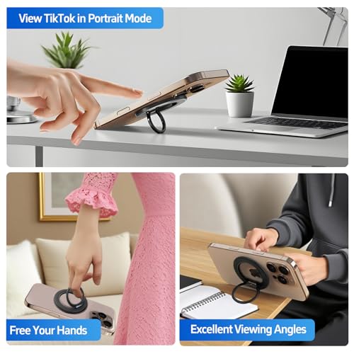Image of Magnetic Phone Ring for MagSafe Phone Grip,Magnetic Cell Phone Stand Holder Finger Ring[Thin and Light Design] for iPhone Can Rotate 360 Degrees Compatible with iPhone12-17Series-Light Purple
