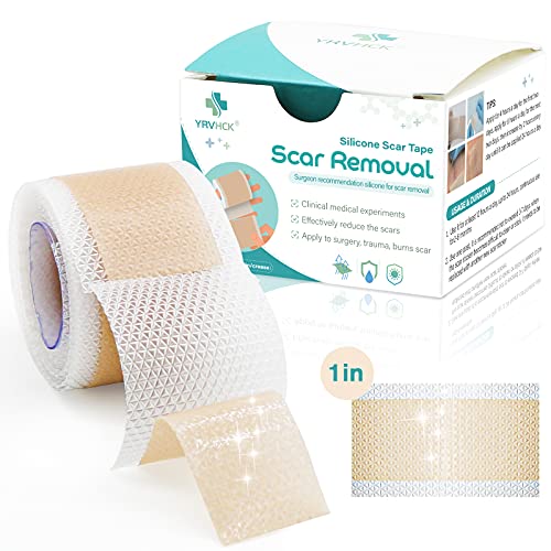 YRVHCK Medical Grade Soft Silicone Tape for Scar Removal Scar Treatment, 5cm Crease Silicone Scar Sheets, Keloid Bump Removal Easy to Tear Without Scissors 1 Count 1''x 70''