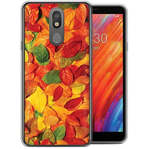 NakedShield Clear Flex Gel Phone Case Compatible for LG X320,Tribute Royal,Arena 2,Aristo 4+,Leaves Texture Print,Light Weight, Unbreakable, Flexible, Surround Edge Protection,Designed in USA