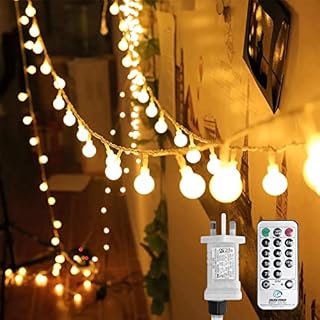 WOWDSGN Globe String Lights, 200 LED 20M/66ft Fairy Lights Plug in Powered, Waterproof 8 Modes Remote & Timer Indoor/Outdoor Christmas Lights for Garden, Patio, Wedding, Party Decoration (Warm White)