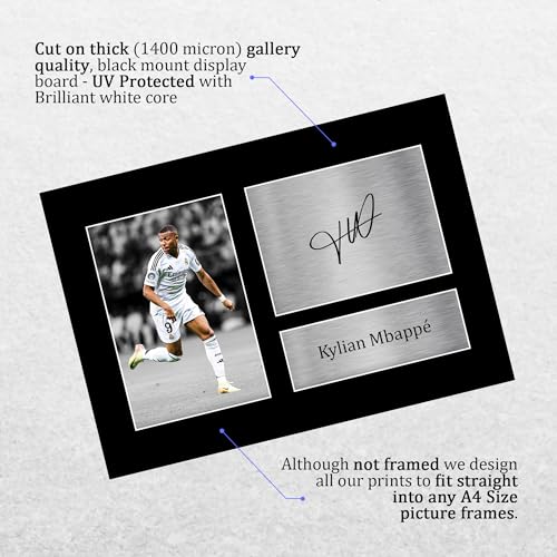 HWC Trading Kylian Mbappe Real Madrid Geschenke Gedrucktes Signiertes Autogramm Foto für Fußball Anhänger and Fans - A4