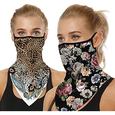 Elife 2 PCS Unisex UV Protection Neck Scarf Bandana Face Mask Scarf Face Rave Balaclava Neck Gaiters Dust Cloth Washable Wind Motorcycle Mask Women Men Cover