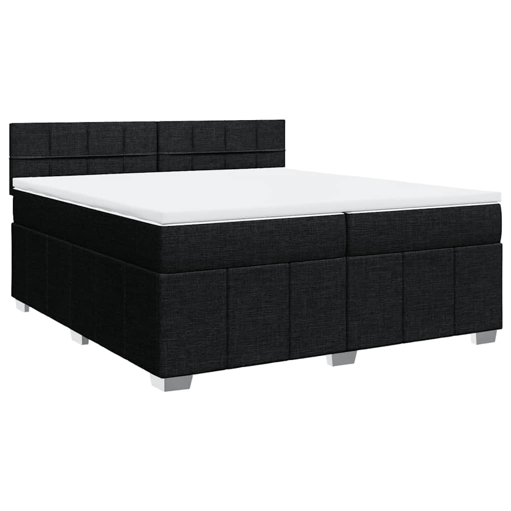 Cama con somier con colchón de 200 x 200 cm en tejido negro, núcleo de muelles ensacados para un agarre óptimo y una transferencia de movimiento reducida, incluye cómodo y transpirable