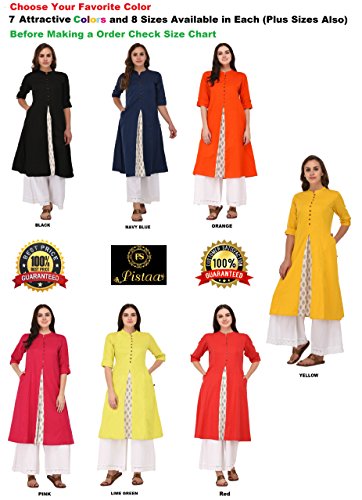 Image of Pistaa's Women's Cotton Regular Fit Casual Kurta