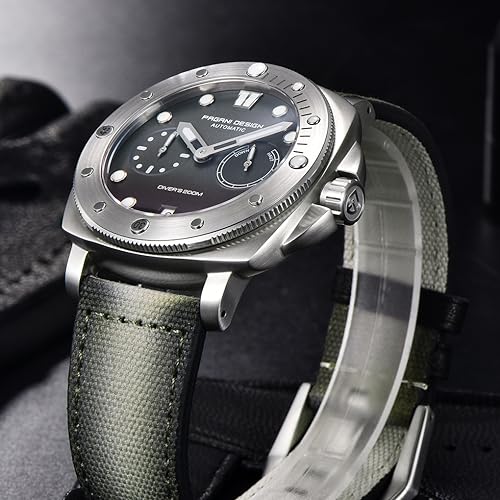 HaiQin Pagani Design 1767 Square Automatic Watches Men Self Winding Nylon Strap 200M Waterproof Sport Military Watch with Power Reserve Dial - Image 4