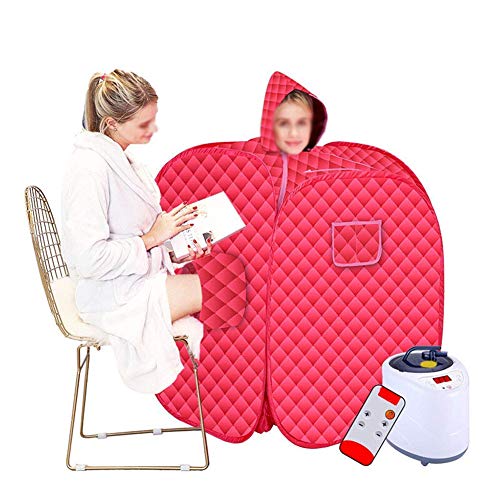 Preisvergleich Produktbild HIXGB Tragbare Mobile Dampfsauna,Haushalts-Faltendes Detox Fumigations Badekurort Gewichts Verlust Doppelsauna Zelt, 0-99 Minuten Timing, 1-9 Temperatur-Anpassung, 80 * 100Cm / 31.50 * 39.37In,Red