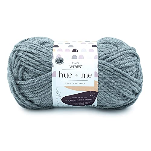 Lion Brand Yarn Hue + Me Chunky Yarn for Crocheting Knitting and Crafts Cement 1 Pack