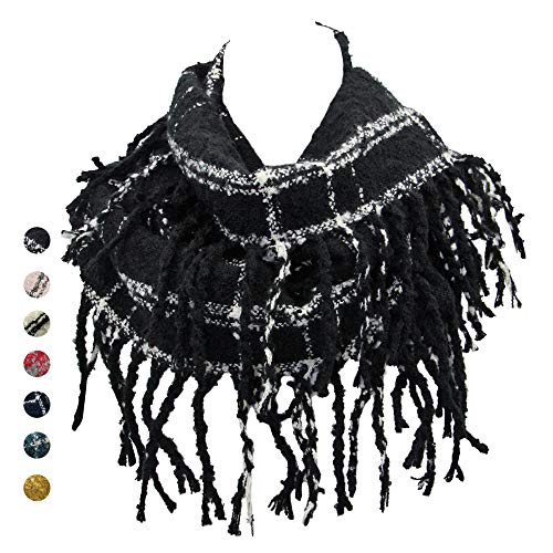 Contempo Lifestyles Plaid Infinity Scarf with Fringe – Fashion Colorful Lumberjack Unisex Scarf – Soft Winter Scarf - Main Image