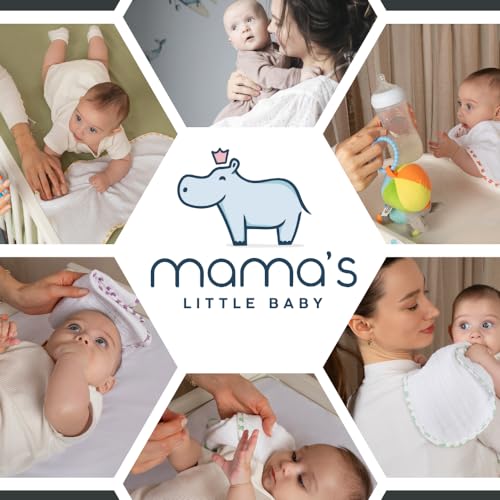 Mama's Baby - Muslin Burp Cloths Sets for Unisex 100% Cotton Hand Washcloths for Babies, Baby Essentials Perfect for Newborn Baby Burping Cloths/Burp Bibs (Purple Hippo, 4-Pack, 20" X10")4