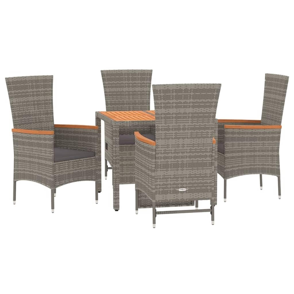 Hothingwell Gartenmöbel-Set, 5-teilig, Kissen, grau, geflochtenes Harz