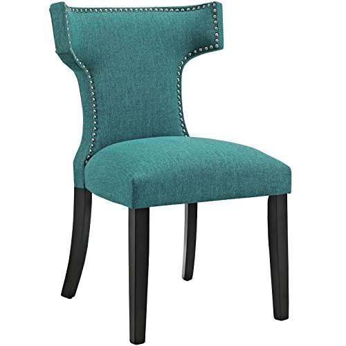 Modway MO- Curve Mid-Century Modern Upholstered Fabric with Nailhead Trim, One Chair, Teal