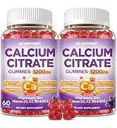 Calcium Citrate Gummies - 1200mg Calcium Gummies Supplements for Women &amp; Men with Vitamin D3, K2,...
