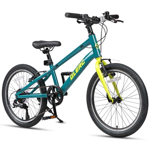 Glerc Mesa Bicicleta Infantil de 20 Pulgadas para Niños y Niñas de 6 7 8 9 10 11 12 Años, Bicicleta 7 Velocidades con Cuadro Robusto y Frenos en V, Verde