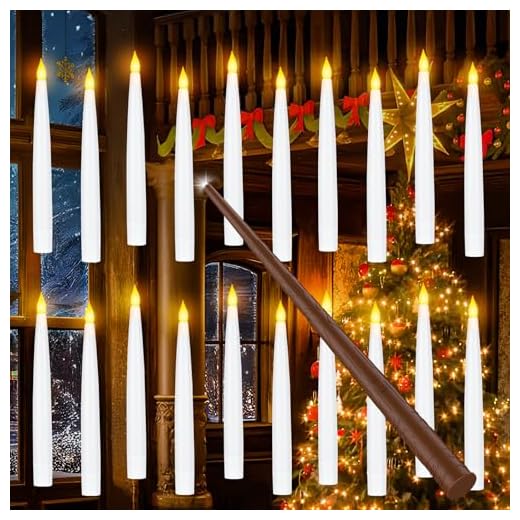Tyreses Velas Flotantes con Varita, 20 Navidad velas Mágicas Floating Candles, Luces LED a Pilas Velas sin llama que Eléctrica Parpadeantes Decoración de Navidad, Bodas