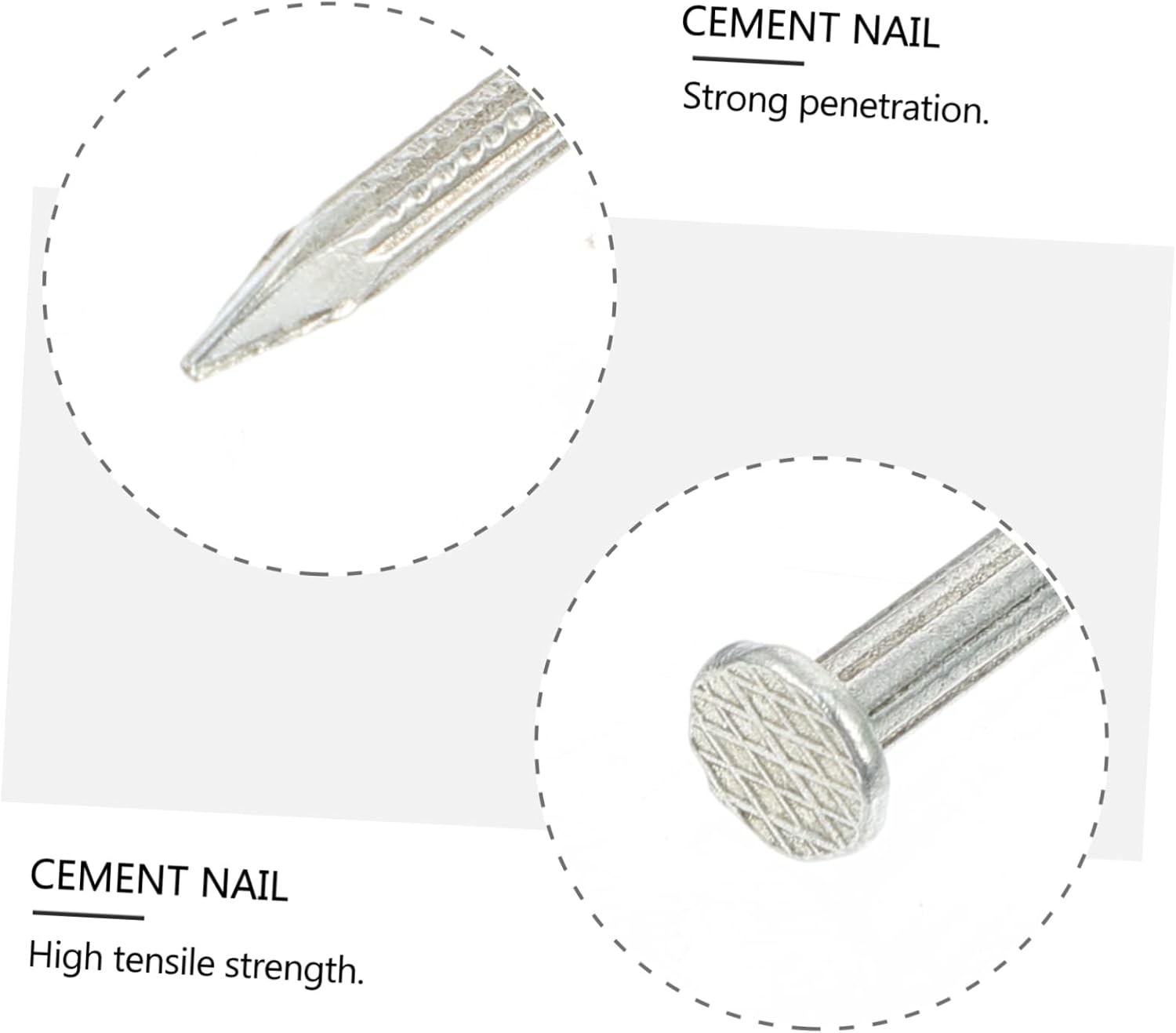 Cabilock 310pcs Cement Steel Nails Point Tip Nails Galvanized Concrete Hardened Corrosion-resistant Wall