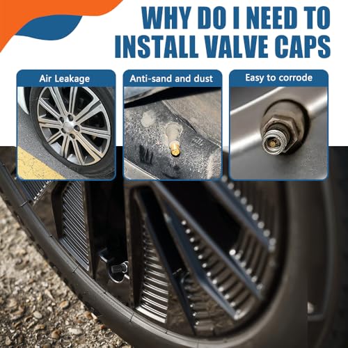 5PCS Tire Valve Stem Caps, Tire Caps, Anodized Aluminum Vehicle Wheel Air Valve Cover Set, Universal Dustproof Car Stem Covers Accessories Suitable for Most Vehicles Bikes Motorcycles