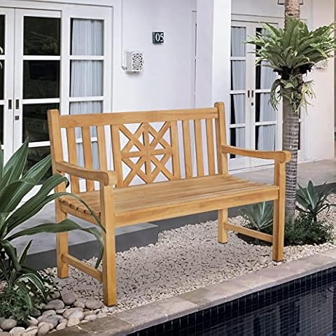 Seven Seas Teak Arizona Outdoor Teak Wood Patio Bench, 4 Foot Cover