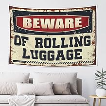 PLOWS Funny Outdoor Decor Beware Of Rolling Luggage Tapestry Cave Man Bar Outdoor Bar Accessories Decor75X100CM