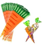 YASUOA Carrot Shaped Treat Bags for Kids Cookies Candy Christmas Chocolates Easter Transparent Co...