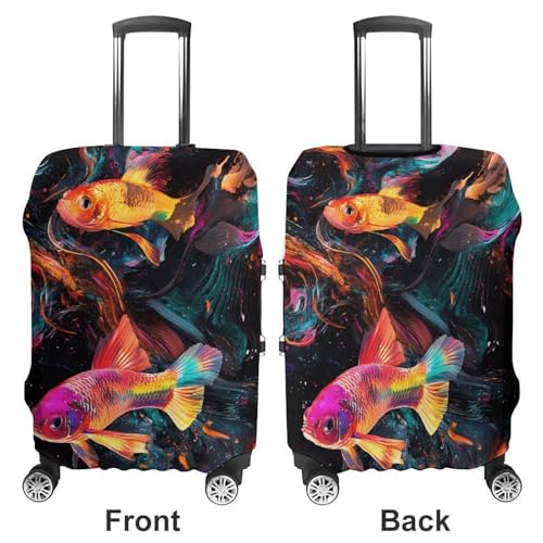 Colorful Betta Fish Luggage Covers Washable Travel Suitcase Cover Elastic Baggage Protector3
