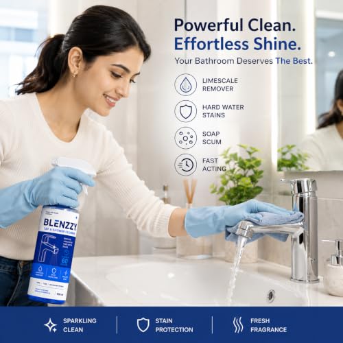 Image of Tap & Limescale remover Spray 500ml | Limescale & Hard Water Stain Remover | Instant Restores Shine to Taps, Faucets, Shower Heads, Wash Basins & Bathroom Fixtures