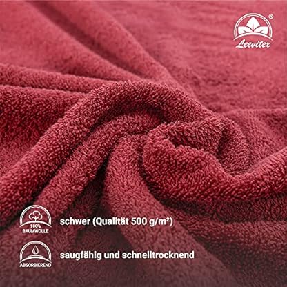 leevitex® Saunahandtuch XXL, flauschig und saugstark, 2 Saunatücher, 80 x 200 cm, Qualität 500 g/m², 100% Baumwolle… – Bild 4