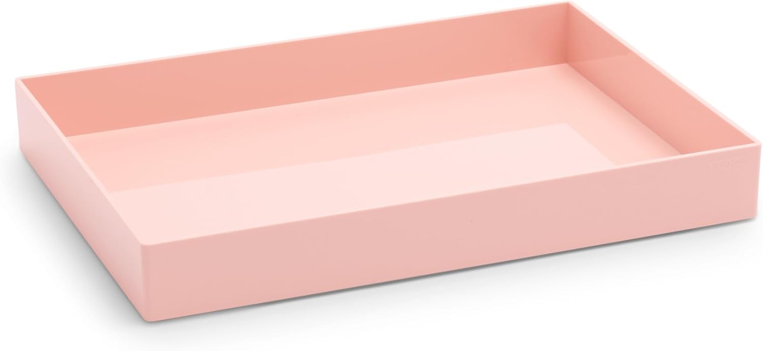 Poppin Stackable Letter Tray, Pack of 2 - Modular Lacquer Desk Trays for Office Organization, Color-Coordinated Office Supplies for Desk, Paper Trays (Dark Gray, Letter Tray Pack of 2)