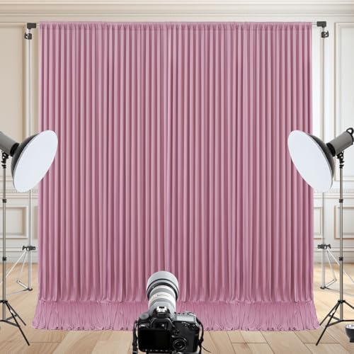 Image of 40x10ft Dusty Pink Backdrop Curtain for Wedding Parties Wrinkle Free Fabric Pink Drapes Backdrop Decoration for Baby Shower Birthday Photography Decoration 8 Panels, 5ft x 10ft