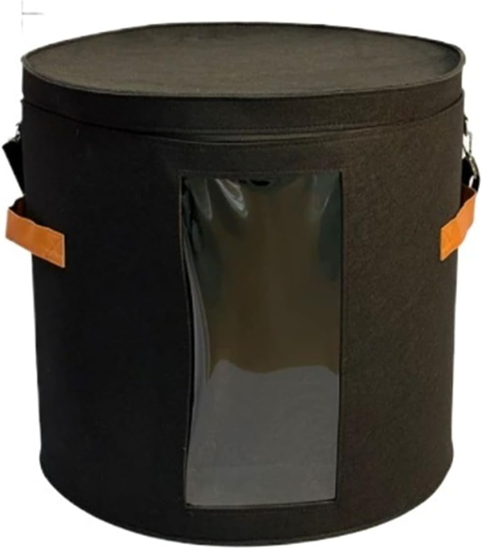 Hat Storage Box Foldable Pop Up Clothes Scarf Organizer Case Portable Adjustable Shoulder Strap(Black,M)