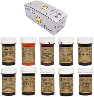Sugarflair Concentrated Food Colours - Mixed Set of 10 SPECTRAL Pastes Prepacked