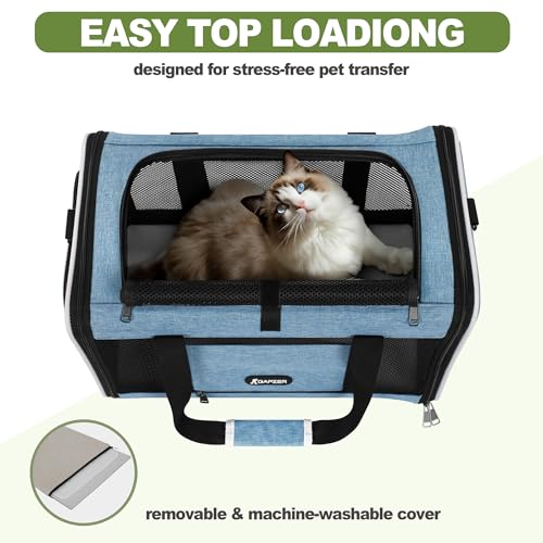 GAPZER Cat Carrier 18 x 11 x 11 Top Loading Soft Pet Travel Bag Over 15lbs | Portable Small Dog Puppy Car Travel Crate 10 lbs, Chihuahua Kennel Carry Case, Kitty Cloth Cage Medium Cat Under 25 lbs Blue - Image 7