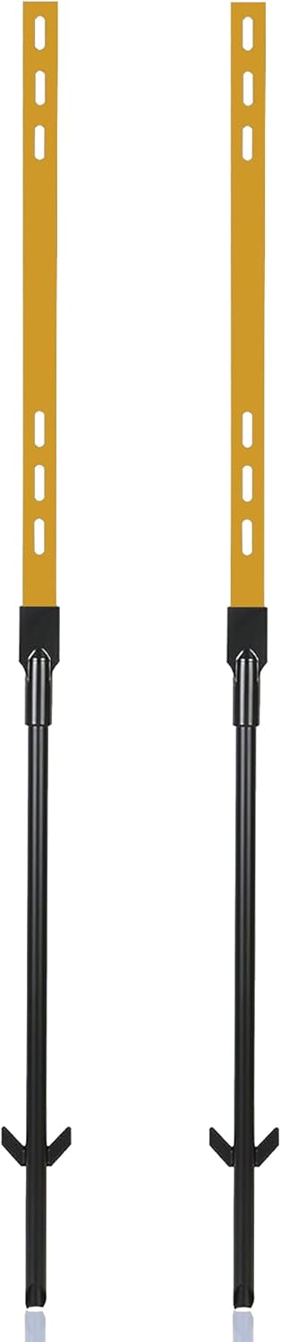 2 Pack Metal Yard Sign Stakes 36In Posts Outside Ground Garden Lawn 3ft Heavy Duty Holder Durable Outdoor for Grass Road Driveway Stand Parking Stop Adjustable Black Gold