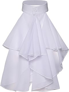 Victorian Colonial Jabot False Collar Medieval Steampunk Costume Detachable White Ruffled Neck Collar Victorian Necktie, 45cm, As Pictures Shown