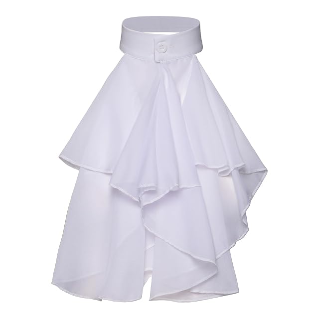 GAOSHA Collar falso estilo victoriano colonial jabot, disfraz medieval desmontable, cuello blanco con volantes