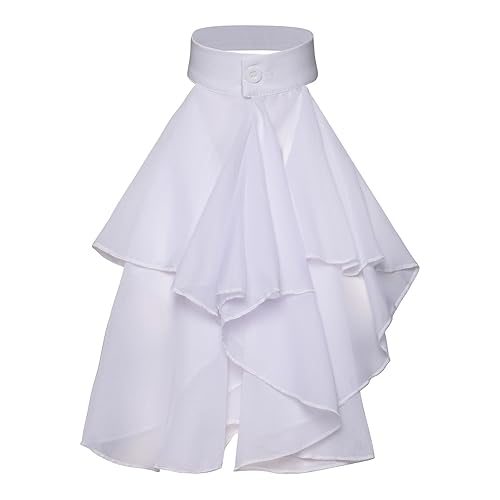 YIBAISI Victorian Colonial Jabot False Collar Medieval Steampunk Costume Detachable White Ruffled Neck Collar Victorian Necktie, 45cm, As Pictures Shown