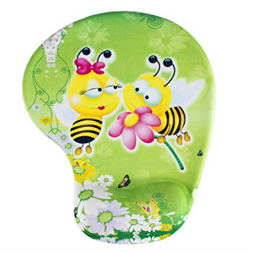 AKOAK Creative Lovely Animal Skid Resistance Memory Foam Soft Comfortable Mouse Pad with Wrist Rest and Various Cartoon Animal Patterns for Laptop and Desktop Computer（Bumble Bee）
