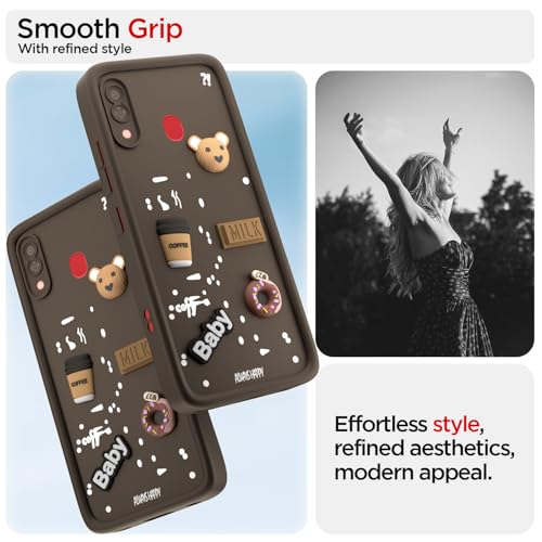 Image of Pikkme Back Cover for Samsung Galaxy A20 / A30 / M10s | Cute Fun Cartoon 3D Bear Silicone Full Body Protection Bumper Cover (Brown)