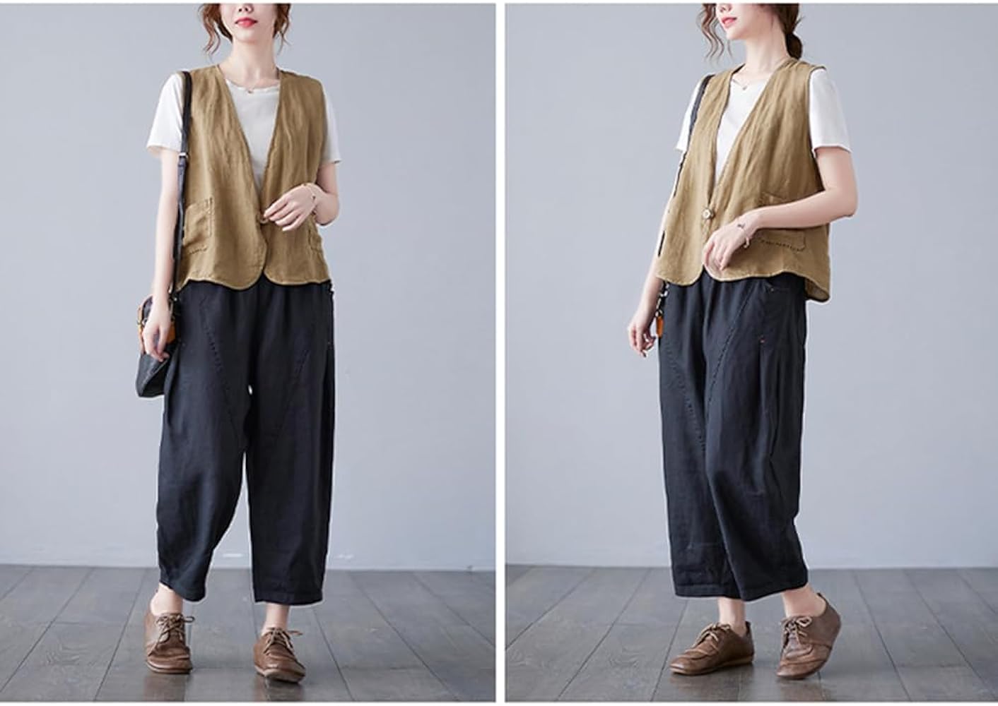 春夏物　TRUBE オシャレデザイン　綿麻ベスト　ゆったりサイズ 春夏物 TRUBE オシャレデザイン 綿麻ベスト ゆったりサイズ