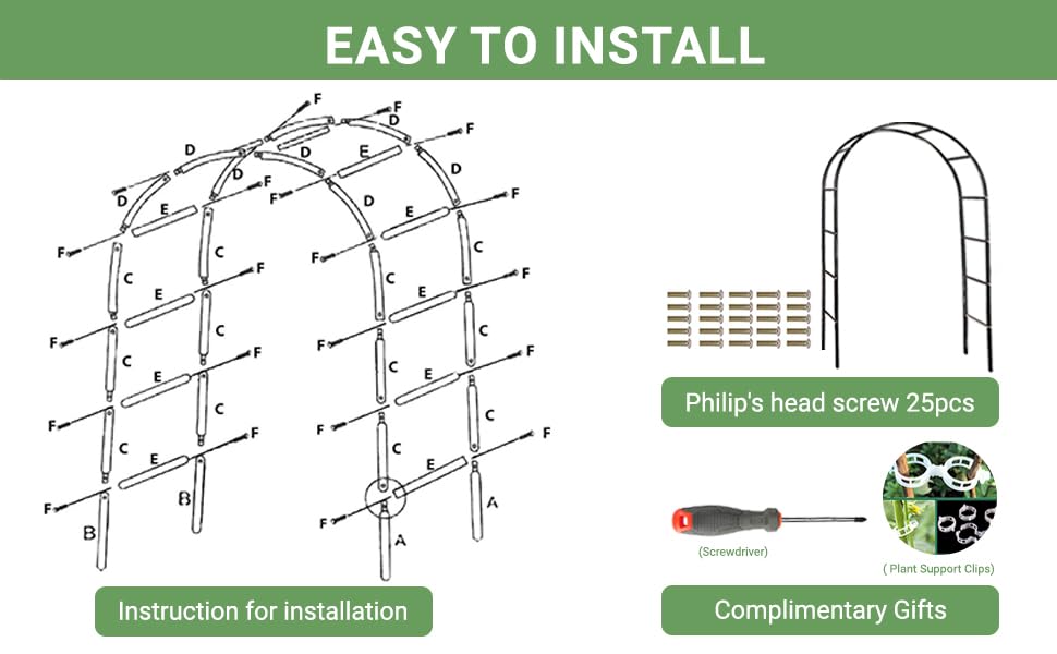LIWEGHT 7.9Ft Metal Garden Arch, Garden Trellis for Climbing Plants, Outdoor Wedding Garden Arch Bridal Party Decoration, Assemble Freely 2 Sizes, Black