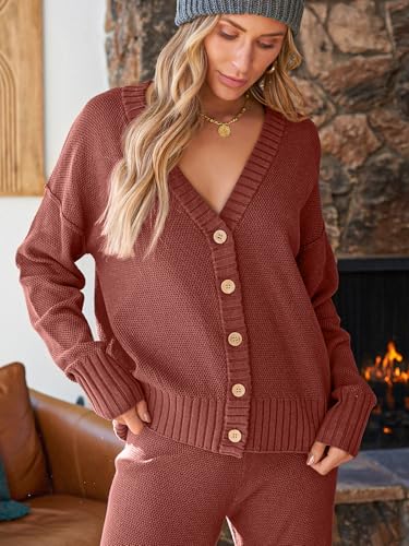 Image of LILLUSORY Womens Cardigan Pants Sets 2 Piece Slouchy Sweater Loungewear