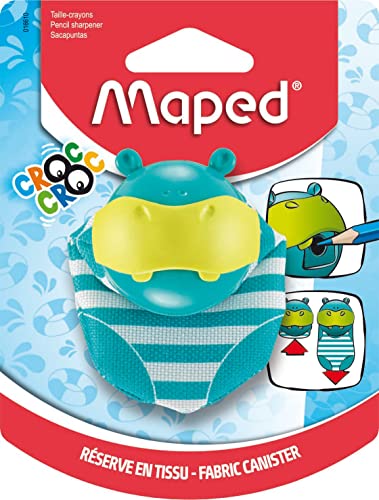 Maped - Temperamatite Croc Croc Hippo - Temperamatite Serbatoio Ippopotamo - Riserva Estensibile In Tessuto - Funzione Clean