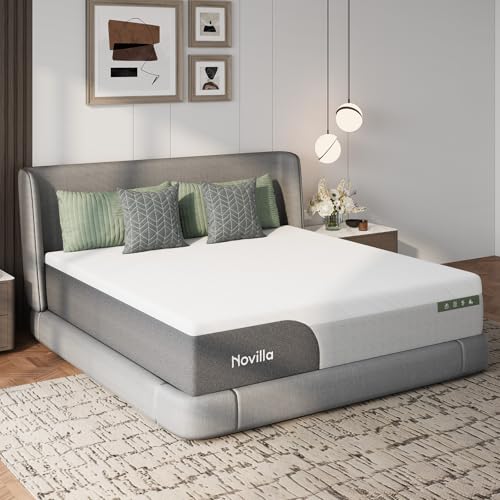 Image of Novilla Bliss Cooling Queen Size Mattress, 12 Inch Gel-Infused Memory Foam Mattress Queen Size in a Box with Cool-Touch Nylon Cover, Pressure Relief & Body Support with CertiPUR-US Certified Foam