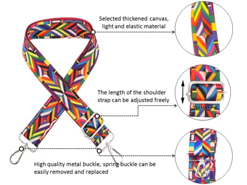 Kellegour 5 Stück Verstellbarer Schultergurt Bunt,Wechseln, Breiter Taschengurt im Ethno-Stil,Herren Taschenriemen,Damen Zubehör Tragegurt für Schultertasche Tragetaschen und Handtaschen