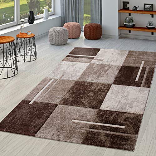 TT Home Alfombra De Salón Moderna Milano con Perfil Contorneado En Marrón Beige Crema, Tamaño:80x150 cm