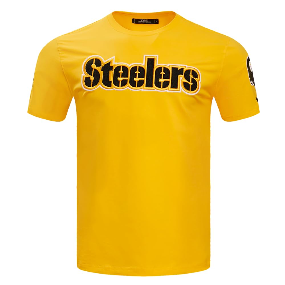 Pro Standard Mens NFL Pittsburgh Steelers Classic Chenille Short Sleeve Tee Yellow 2XL