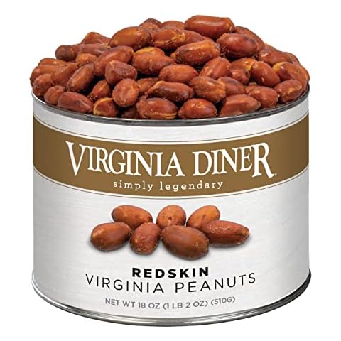 Virginia Diner - Gourmet Natural Super Extra Large Red Skin Virginia Peanuts, 18 Ounce Traditional Salted Peanuts, Red Skin Salty Peanuts Cover