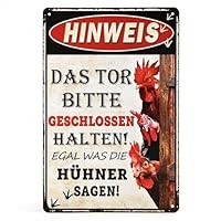 Retro Hühner Schild - Blechschild Hühner Zubehör, vintage Metallschilder Hühner Deko für den Hühnerstall, Garten Schild, lustige Schilder mit Sprüchen, 20x30cm