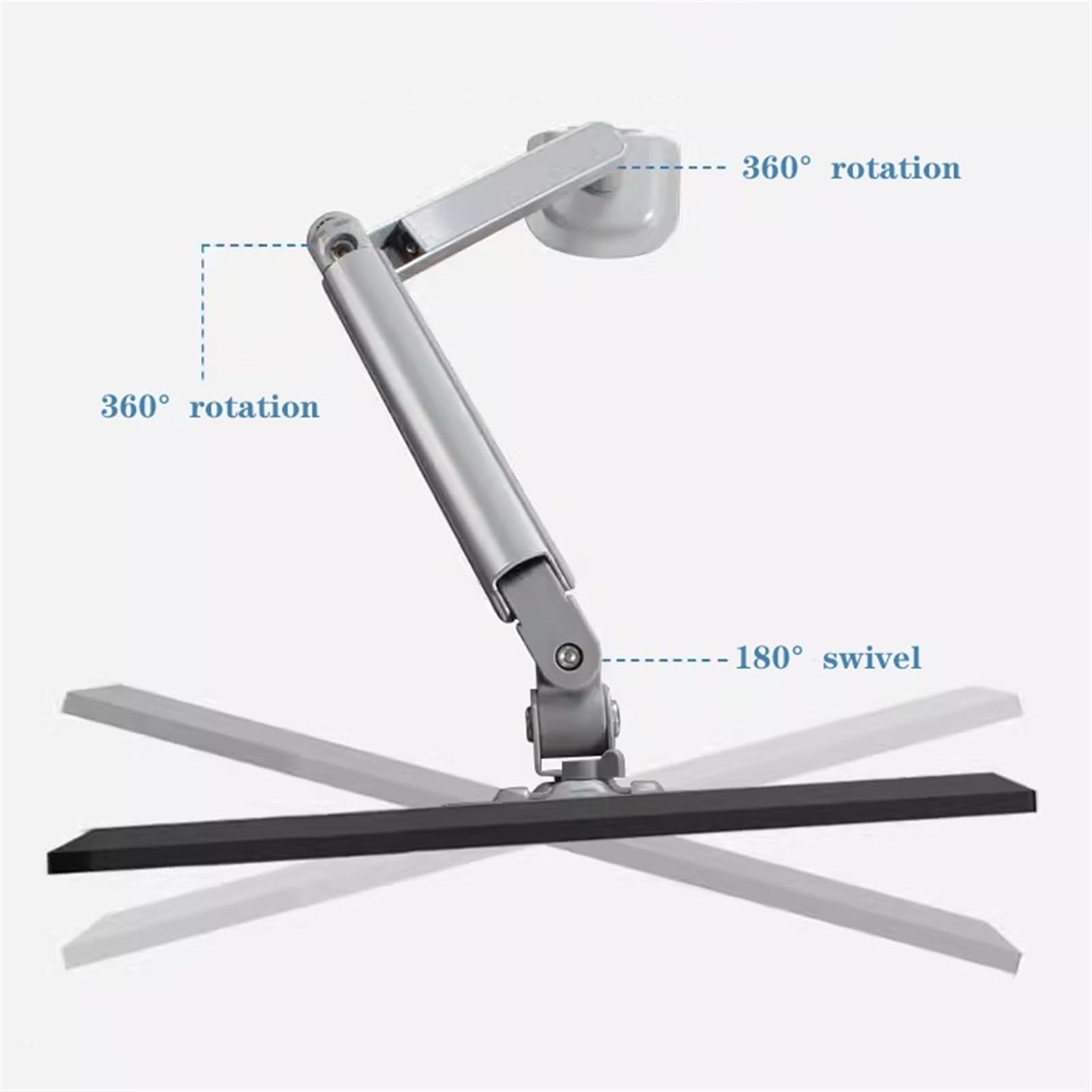 Support d'écran Bras de moniteur simple, support de moniteur simple à ressort à gaz jusqu'à 32" et 19,8 lb, support de bureau de bras de moniteur réglable en aluminium avec pince en C et base à œillet