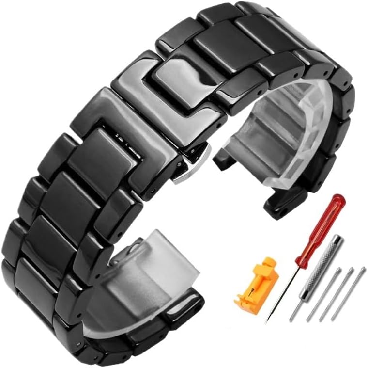 Concave ceramic strap 20 * 11mm 18 * 10mm 16 * 8m Fit For g-ucci Fit For omega Fit For GC Guess Fit For Dior Pasha notch wristband Men Women Watchband Accessories Nero 20.12mm - Image 1 of 7